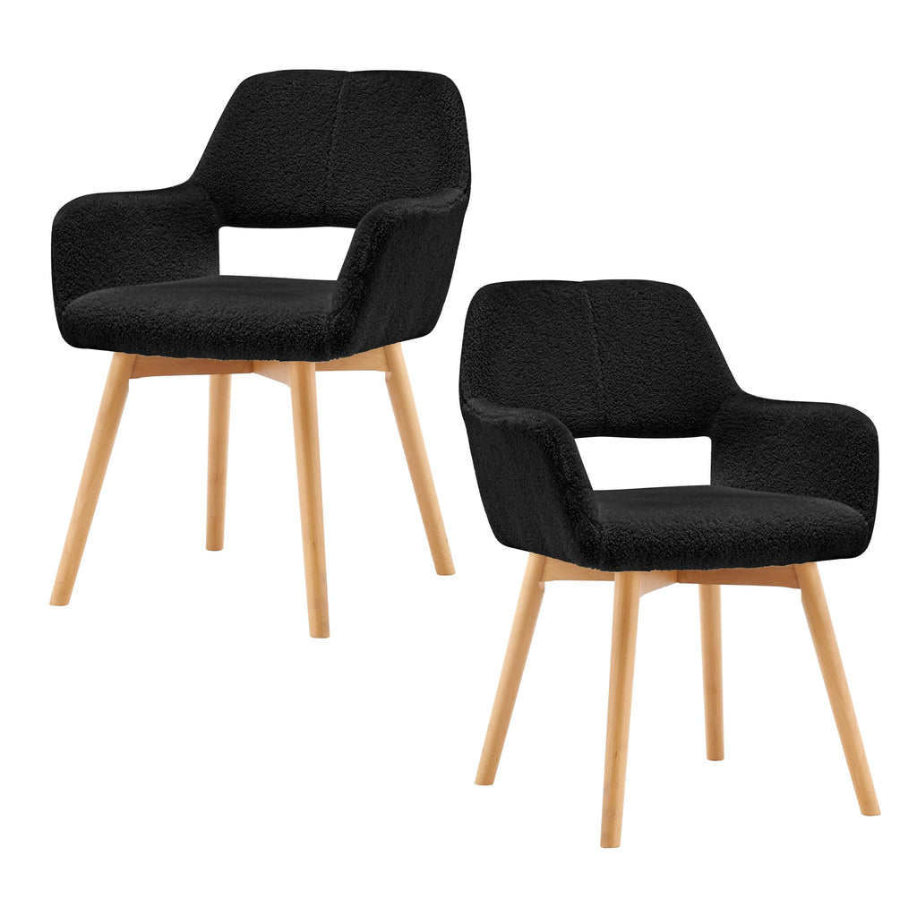 Mid Century Modern Dining Chairs Set of 2 & 4 & 6 Comfy Accent Chair Upholstered Kitchen Dining Living Room Chairs for Bedrooms Waiting Room Home Arm Desk Chair No Wheels (Wool White, 2)