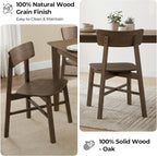 CHITA Soild Wood Dining Chairs Set of 4, Oak Wood Kitchen Chairs, Walnut