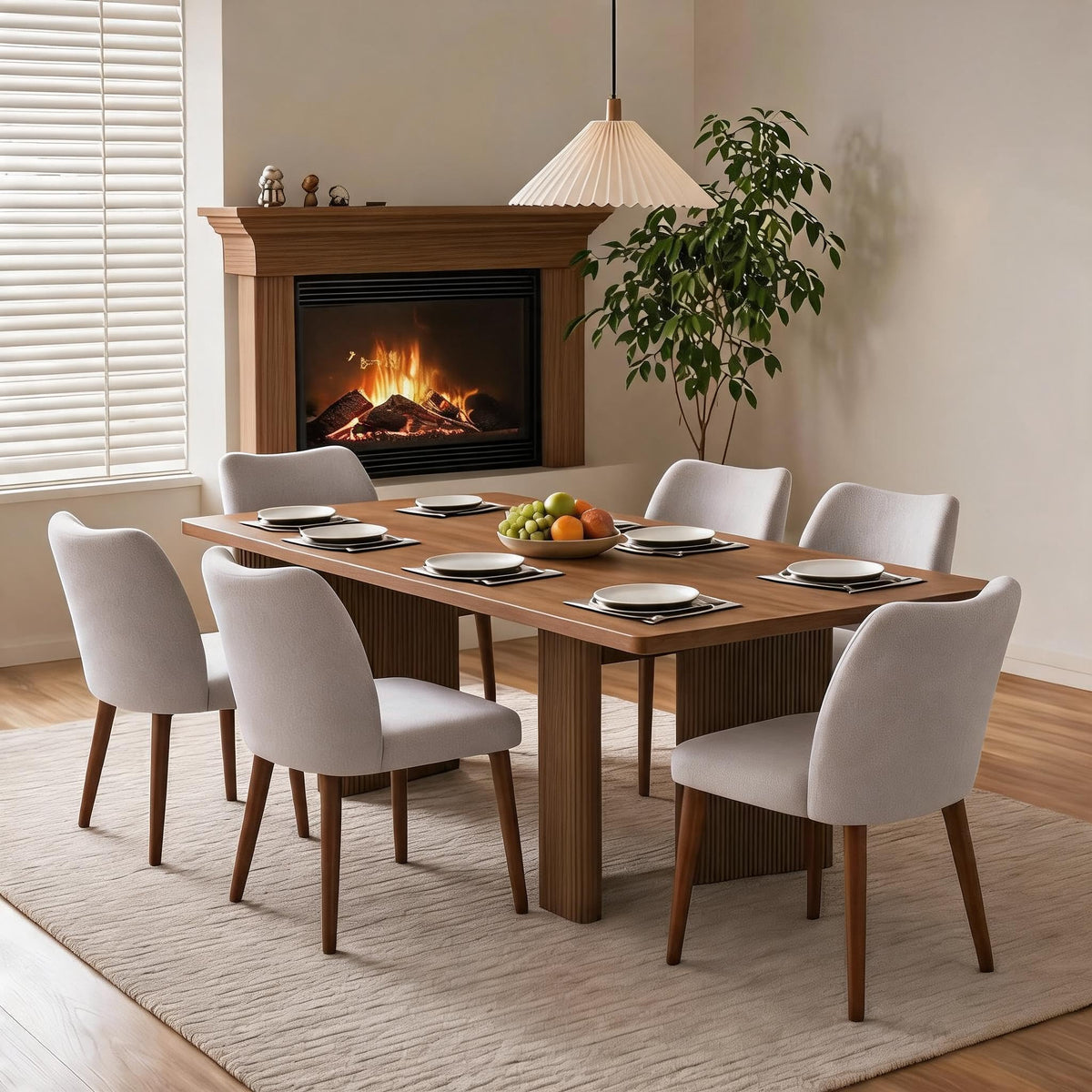 GarveeHome Wooden Dining Chair Set of 4 Upholstered Fabric Dining Chair