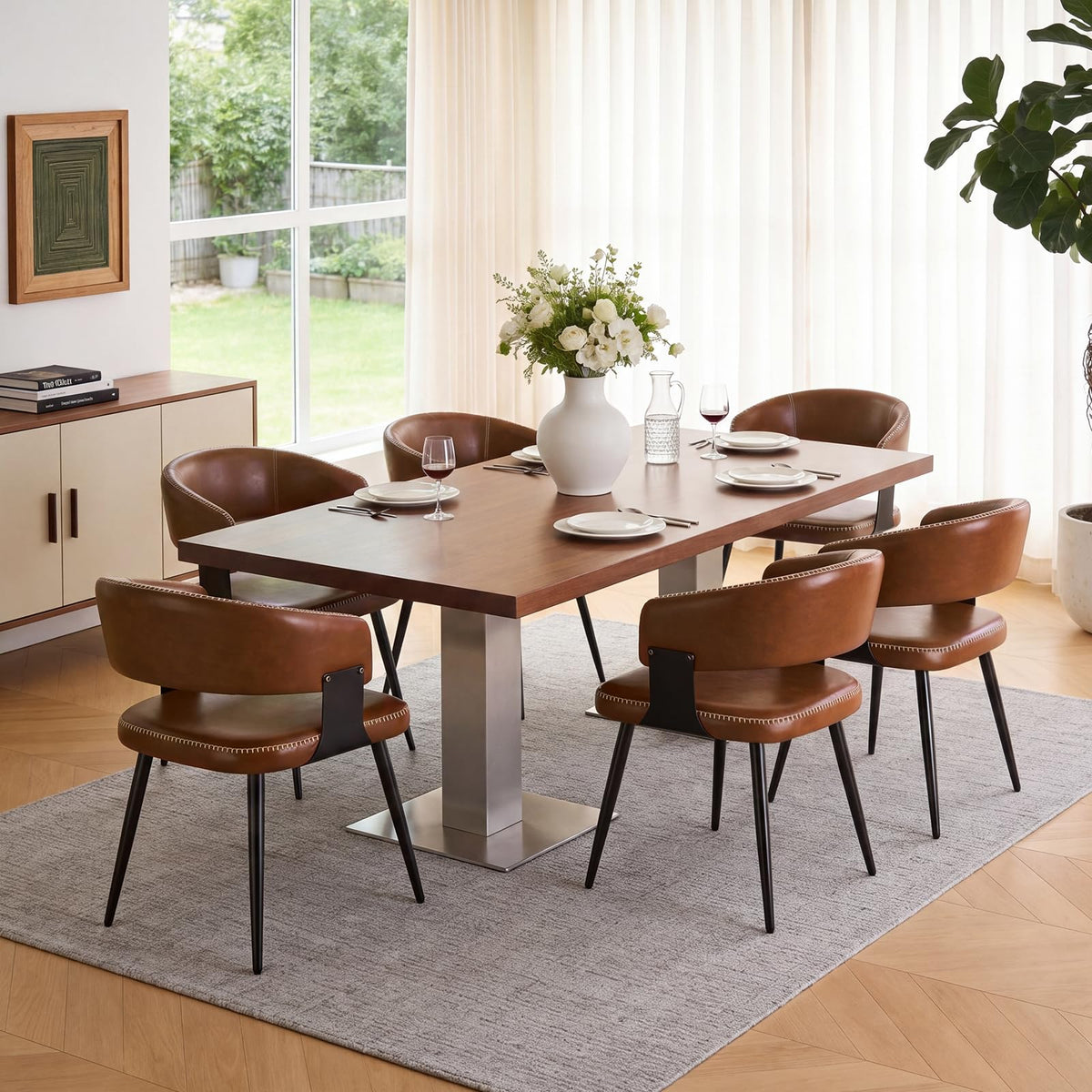 Dining Chairs Set of 4, Modern Faux Leather Kitchen Chairs