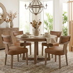 HNY Mid Century Modern Dining Chairs Set of 4, Upholstered Linen Kitchen & Dining Room Chairs with Ergonomic Curved Backrest, Solid Wood Legs, Farmhouse Accent Chair for Home, Apartment, Beige