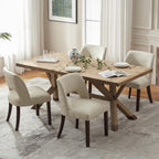 VKNOW Modern Dining Chairs Set of 4 with Rubberwood Legs, Beige