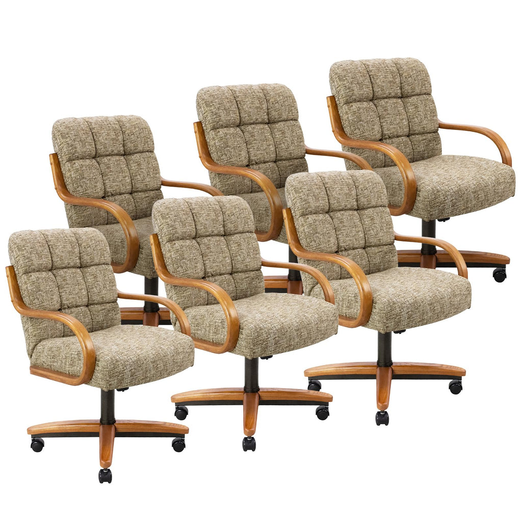 Chromcraft Ryland Swivel-Tilt Caster Dining Chair - Chestnut -Earth - 4pc