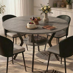 42" Round Dining Table for 4,Kitchen & Dining Tables with Storage,black