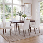 MALOL Upholstered Kitchen Chairs Set of 6, Modern Kitchen Chairs with High Back, Padded Fabric Dining Room Chair with Solid Wood Legs for Restaurant/Cafe/Home, Light Beige