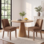 HNY Modern Dining Chairs Set of 6 with Comfortable Back Support, Farmhouse Soft Linen Upholstered Kitchen Dining Room Chairs with Solid Wood Legs, Armless Accent Side Chairs for Living Room, Beige