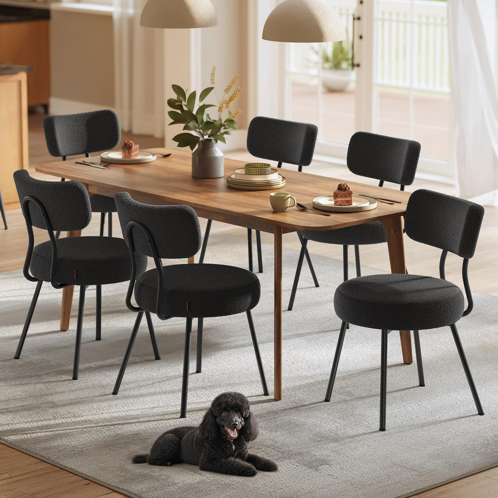 VASAGLE Boucle Dining Chairs Set of 4, Upholstered Kitchen Chairs