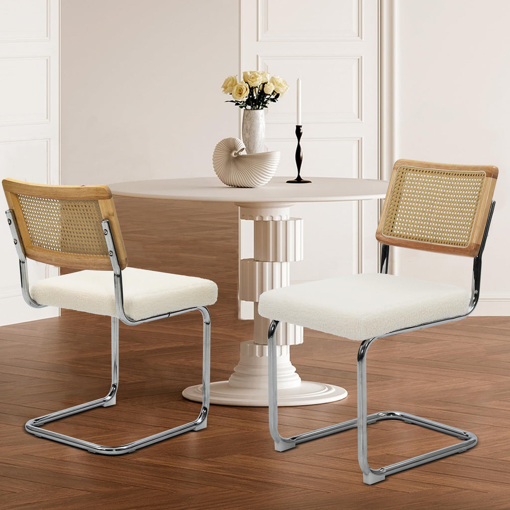KROFEM Dining Chairs Set of 4,Modern Rattan Kitchen Chairs,Green