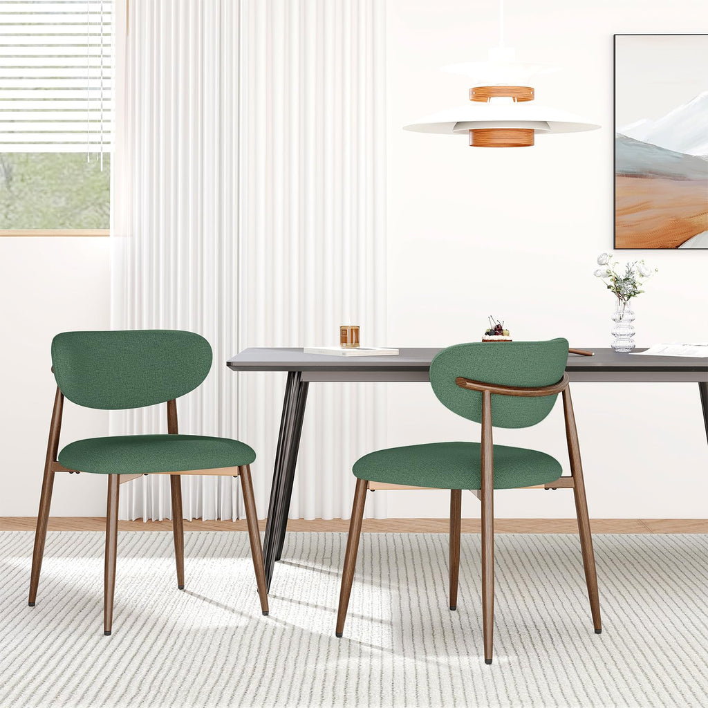 MALOL Dining Chairs Set of 4, Curved Back Kitchen Room Chairs with Metal Legs and Anti Slip Pads, Upholstered Dining Chair for Home and Restaurant, Beige
