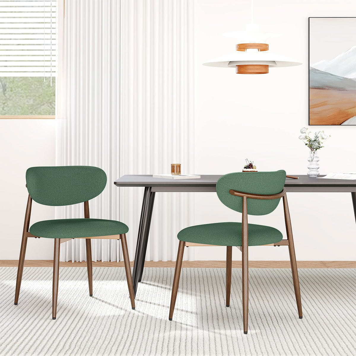 MALOL Dining Chairs Set of 4, Curved Back Kitchen Room Chairs with Metal Legs and Anti Slip Pads, Upholstered Dining Chair for Home and Restaurant, Beige