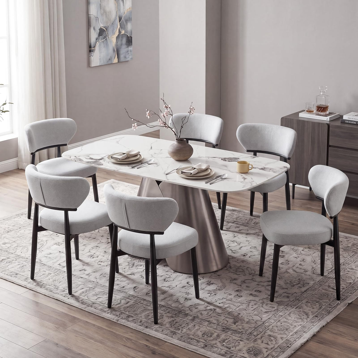 Dining Chairs Set of 4, Modern Upholstered Fabric Dining Chairs