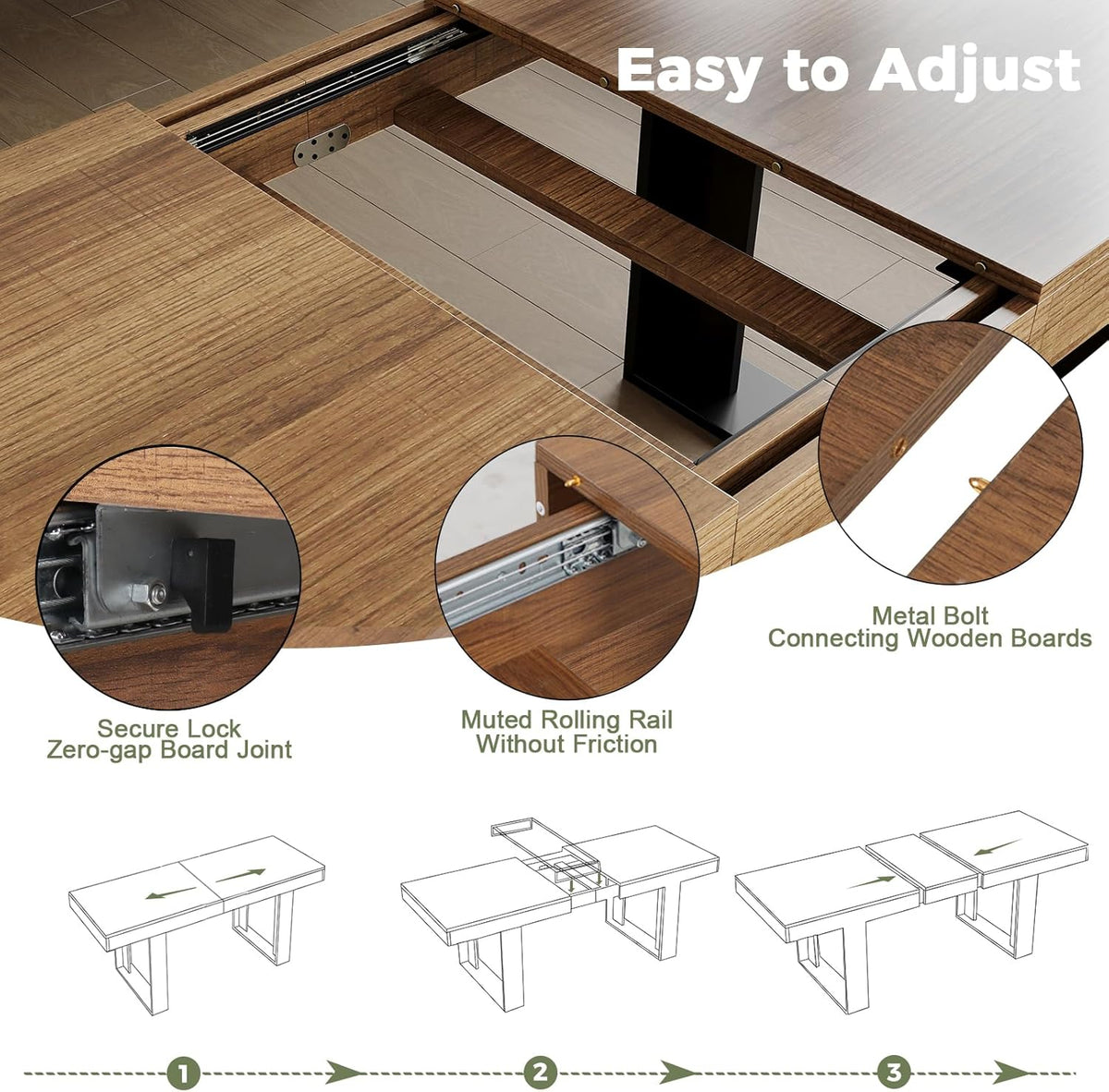 71-87 Inch Extendable Dining Room Table, Rustic Wooden Kitchen Table 6-10