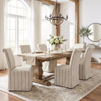 chairus Slipcovered Upholstered Parsons Dining Chairs Set of 4, Blue Stripe