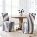 chairus Slipcovered Upholstered Parsons Dining Chairs Set of 4, Blue Stripe