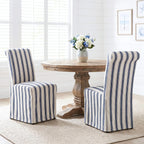 chairus Slipcovered Upholstered Parsons Dining Chairs Set of 4, Blue Stripe