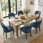 keoni Wooden Dining Chairs Set of 4 with Black Rubberwood Legs and Backrest