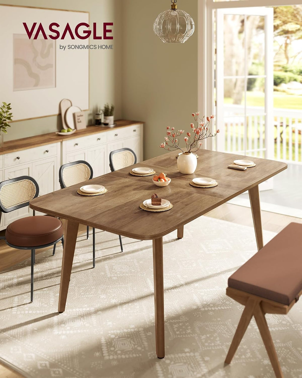 VASAGLE 70.9'' Dining Table for 4-8 People, Kitchen Table