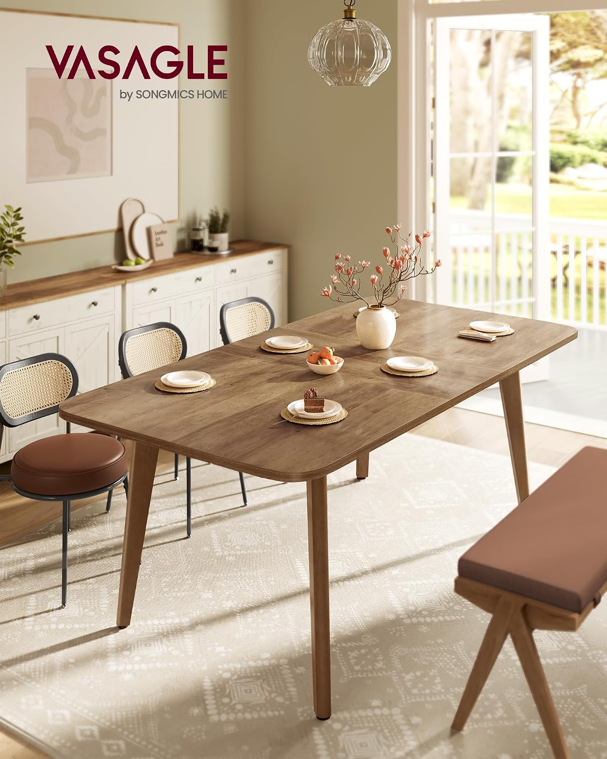 VASAGLE 70.9'' Dining Table for 4-8 People, Kitchen Table