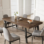 Garvee 71" Farmhouse Dining Table, Rustic Kitchen Table, Brown
