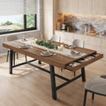 Industrial Dining Table for 6, 70.9" Rectangular Kitchen Table with Hidden 2 Storage Drawers, Wooden Dining Room Table with Heavy Duty Metal Frame, Kitchen & Dining Room Table for 6-8 People, Grey