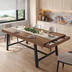 Industrial Dining Table for 6, 70.9" Rectangular Kitchen Table with Hidden 2 Storage Drawers, Wooden Dining Room Table with Heavy Duty Metal Frame, Kitchen & Dining Room Table for 6-8 People, Grey