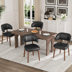 MALOL Wooden Dining Chairs Set of 4, Modern Upholstered Dining Room Kitchen Side Chairs with Curved Open Back for Living Room/Restaurant/Cafe, Brown