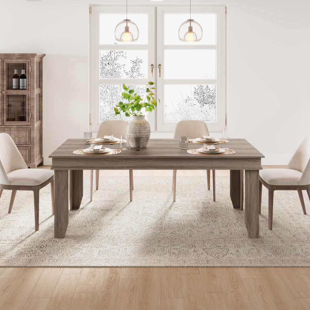 GarveeHome Farmhouse Dining Table for 6-8 People, 71 in Long Kitchen Tables