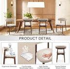 COLAMY Wooden Dining Chairs Set of 2, Modern Fabric Upholstered Kitchen Side Chairs, Farmhouse Dining Room Chair with Foot Pegs, Beige