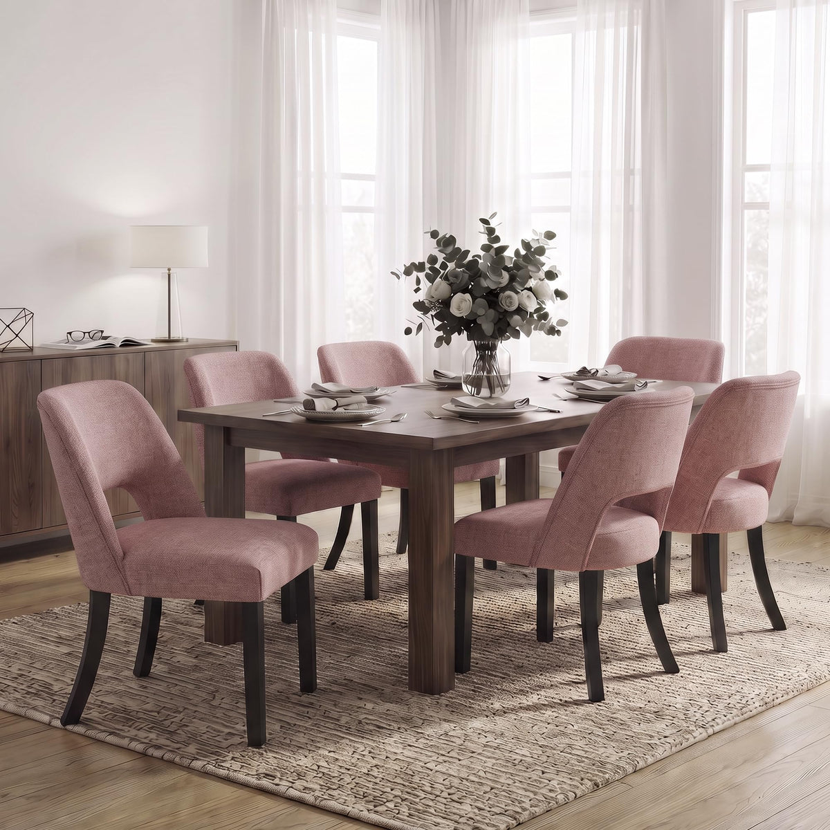 VKNOW Dining Chairs Set of 4, Fabric Dining Chairs, Green