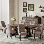 COLAMY Wingback Upholstered Dining Chairs Set of 4, Fabric Side Dining Room Chairs with Tufted Button, Living Room Chairs for Home Kitchen Resturant- Beige
