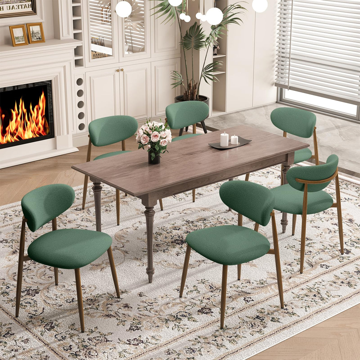 MALOL Dining Chairs Set of 4, Curved Back Kitchen Room Chairs with Metal Legs and Anti Slip Pads, Upholstered Dining Chair for Home and Restaurant, Beige
