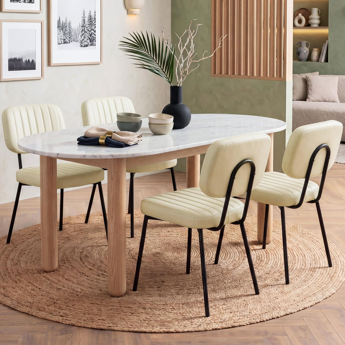 OLIXIS Dining Chairs Set of 6, Upholstered Kitchen Chairs, Black