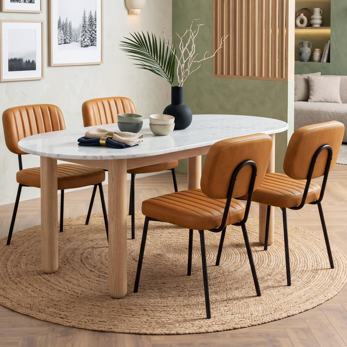 OLIXIS Dining Chairs Set of 6, Upholstered Kitchen Chairs, Black