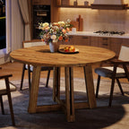 47.3" Solid Wood Dining Table for 4-6, Round Wood Kitchen Table