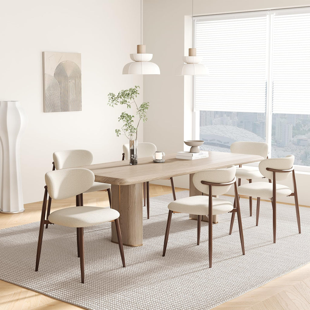 MALOL Dining Chairs Set of 4, Curved Back Kitchen Room Chairs with Metal Legs and Anti Slip Pads, Upholstered Dining Chair for Home and Restaurant, Beige