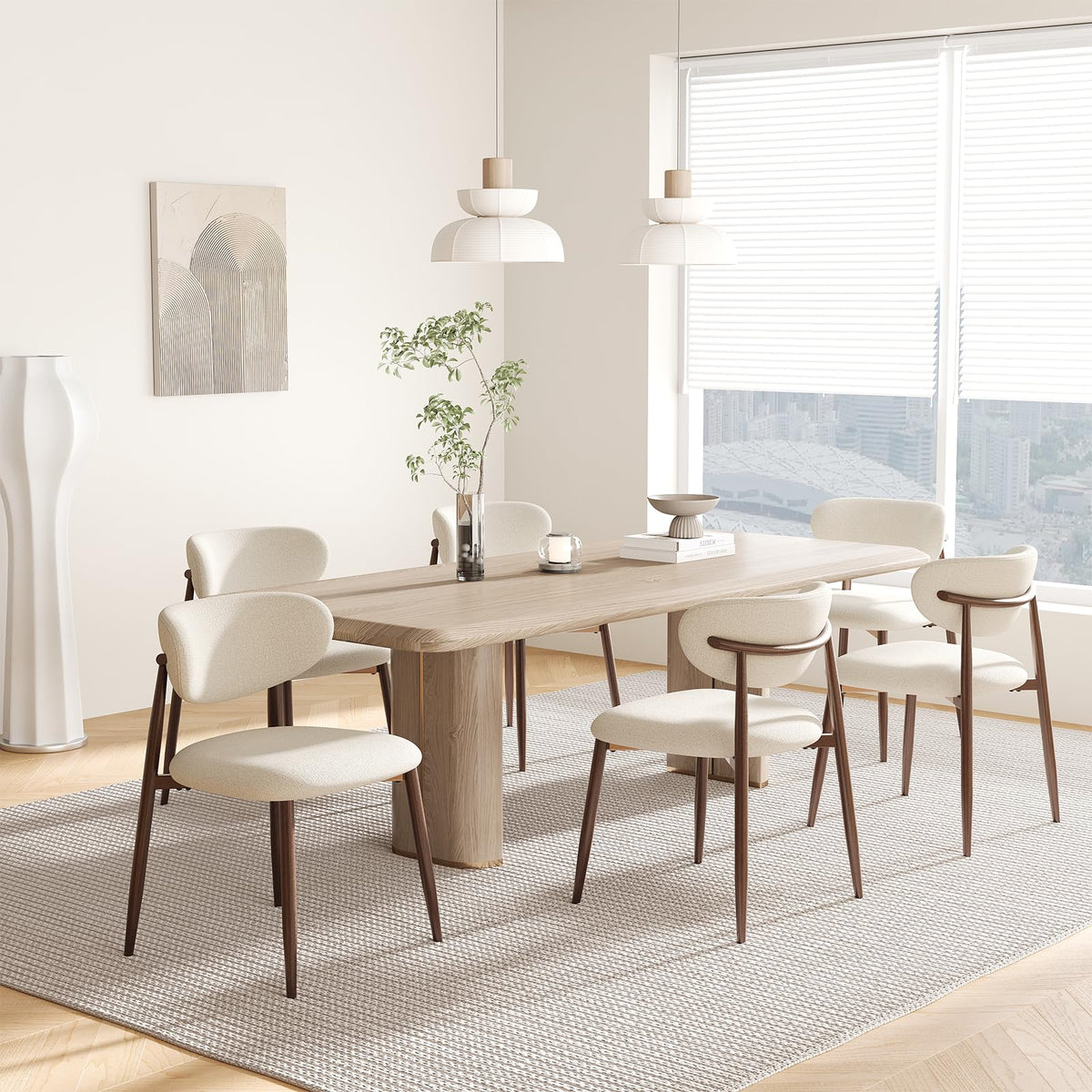 MALOL Dining Chairs Set of 4, Curved Back Kitchen Room Chairs with Metal Legs and Anti Slip Pads, Upholstered Dining Chair for Home and Restaurant, Beige