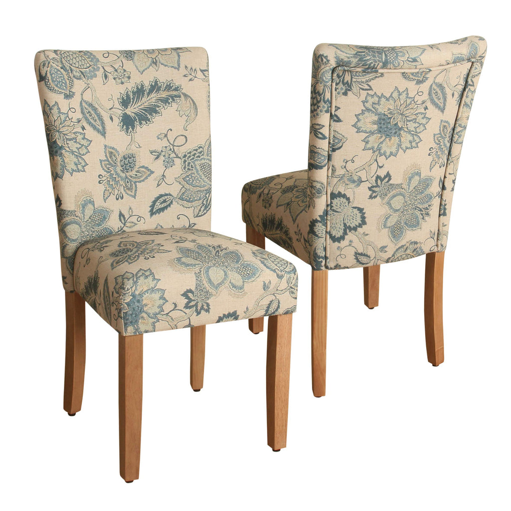 HomePop Parsons Classic Upholstered Accent Dining Chair, Set of 2, Suri Blue