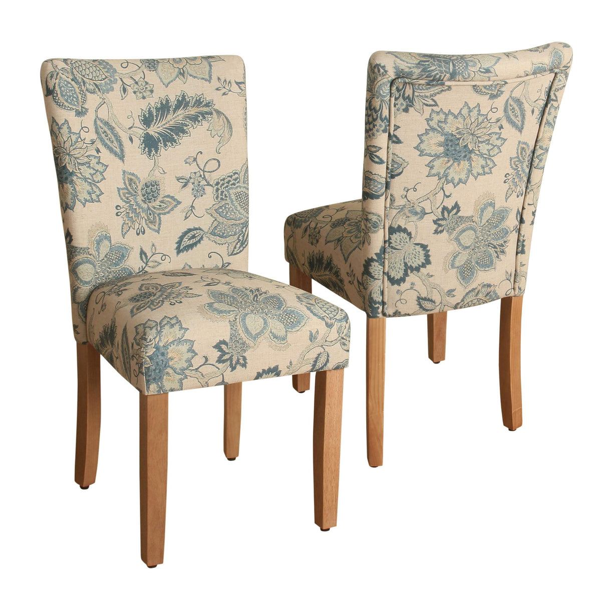 HomePop Parsons Classic Upholstered Accent Dining Chair, Set of 2, Suri Blue