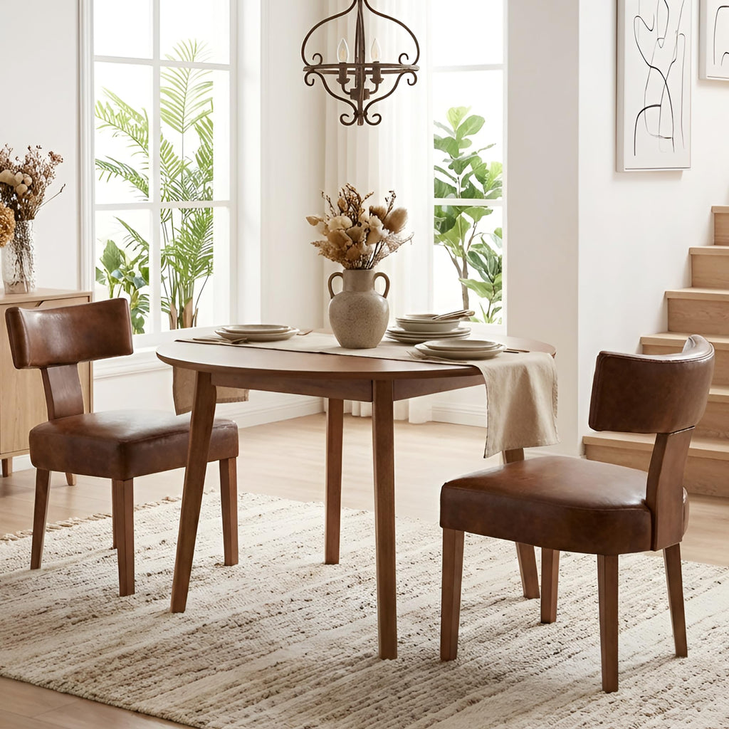 HNY Mid Century Modern Dining Chairs Set of 4, Upholstered Linen Kitchen & Dining Room Chairs with Ergonomic Curved Backrest, Solid Wood Legs, Farmhouse Accent Chair for Home, Apartment, Beige