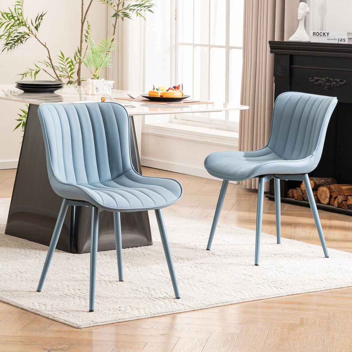 YOUNUOKE Dining Chairs Set of 2 Mid-Century Modern Kitchen Chairs Khaki