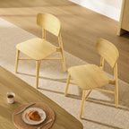 CHITA Soild Wood Dining Chairs Set of 4, Oak Wood Kitchen Chairs, Walnut