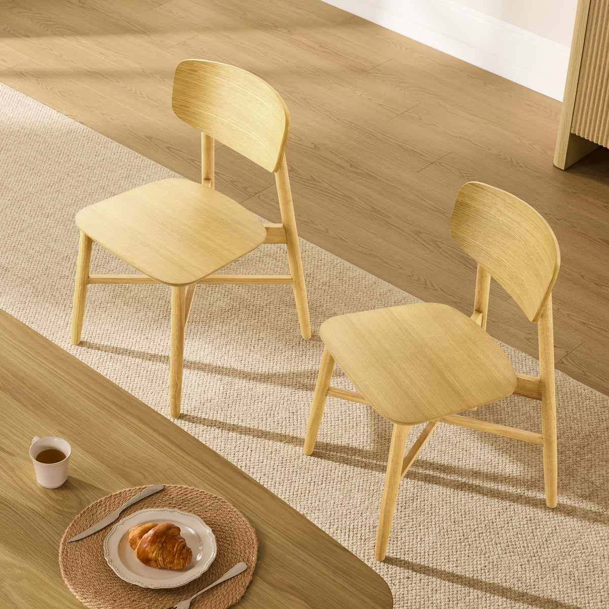 CHITA Soild Wood Dining Chairs Set of 4, Oak Wood Kitchen Chairs, Walnut