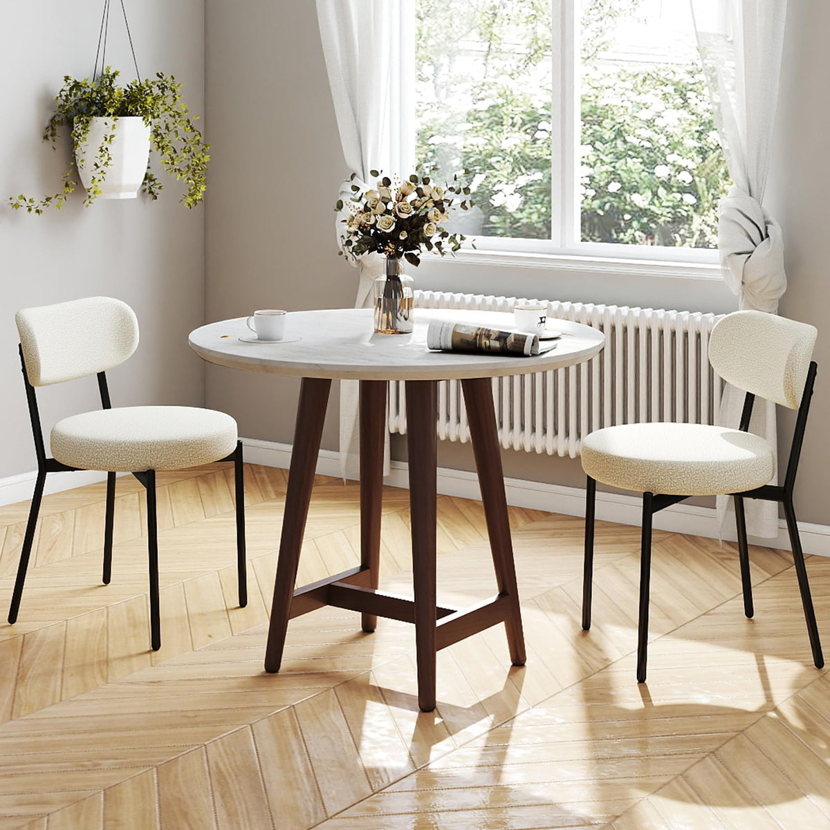 KROFEM Dining Chairs Set of 4,Modern Rattan Kitchen Chairs,Green