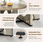 IRONCK 47" Round Dining Table for 4 with Pedestal Base, Gray