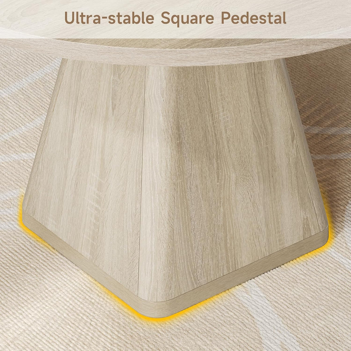 ONBRILL 47 Inch Round Dining Table for 4-6,Square Pedestal Base,Oak