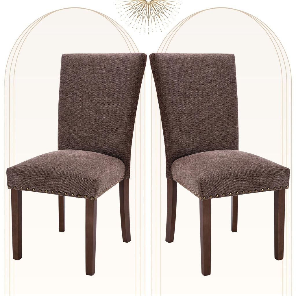 COLAMY Upholstered Parsons Dining Chairs Set of 4, Fabric Dining Room Kitchen Side Chair with Nailhead Trim and Wood Legs - Blue/White Flower