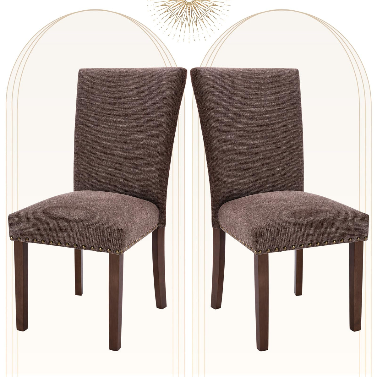 COLAMY Upholstered Parsons Dining Chairs Set of 4, Fabric Dining Room Kitchen Side Chair with Nailhead Trim and Wood Legs - Blue/White Flower