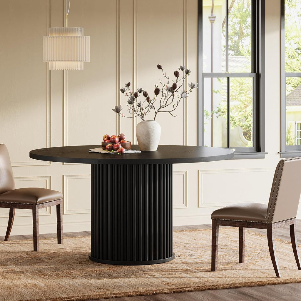 Tribesigns 47.24" Black Round Dining Table for 4-6 People