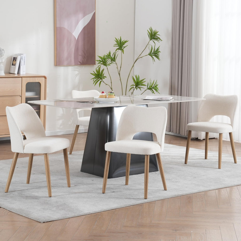 Modern Dining Chairs Set of 4, Upholstered Fabric Kitchen Chairs with Butterfly Hollow Back, Solid Wood Legs, Easy Assembly, Farmhouse Style for Kitchen & Dining Room, Green