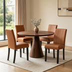 CHUN YI Dining Chairs Set of 4, Faux Leather Dining Room Chairs, Upholstered Modern Kitchen Parsons Chairs for Dining Room with Sturdy Wood Legs, Black (Only Chair)
